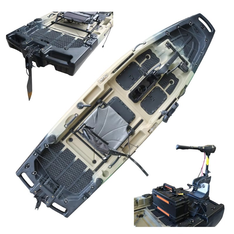 Fishing Kayak Paddle - 1人乗りHDPE/PE製シットオントップCE認証電動シーカヌーフィッシングカヤックフットペダルドライブ耐久性軽量パドル2年保証