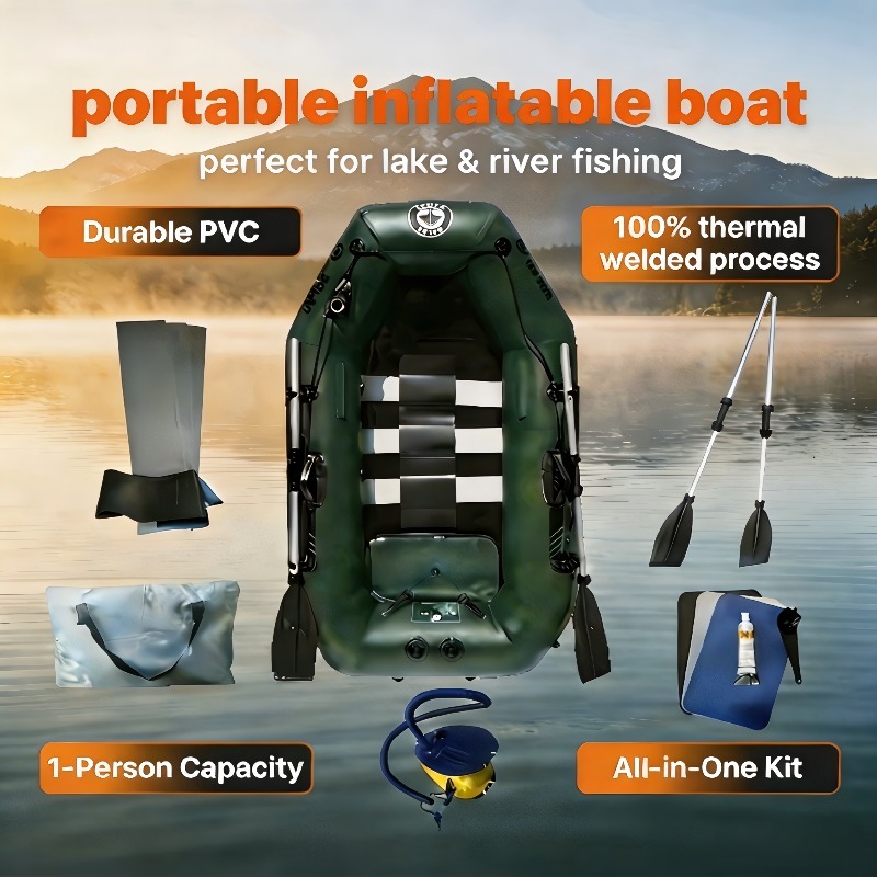 1人乗り釣り用ボート格安インフレータブルローイングカヤックポ - Fishing Kayak Inflatable のレビューと価格